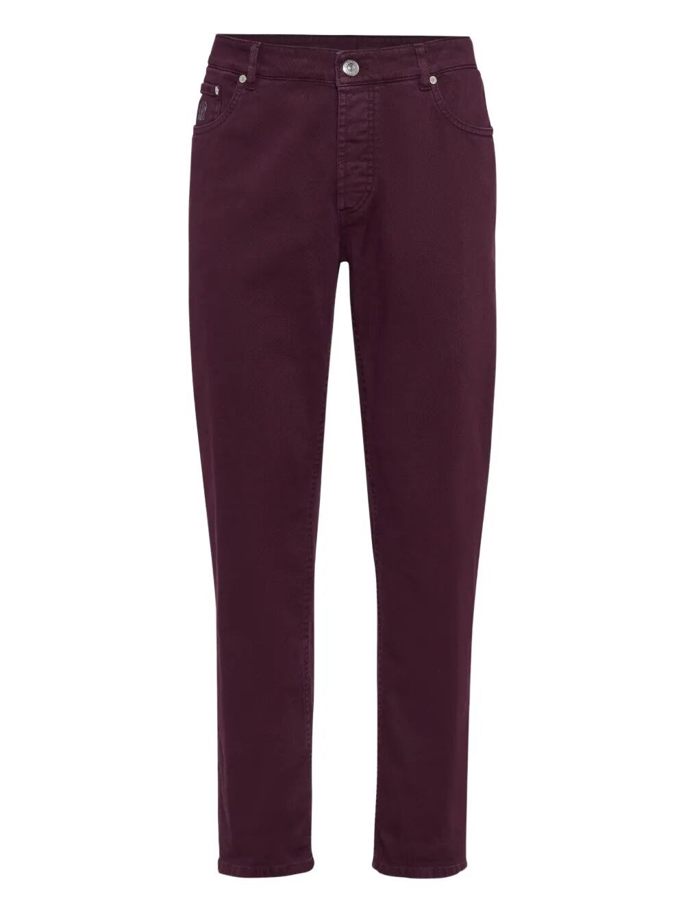 Brunello Cucinelli Cotton Trousers With Front And Back Pockets In Burgundy