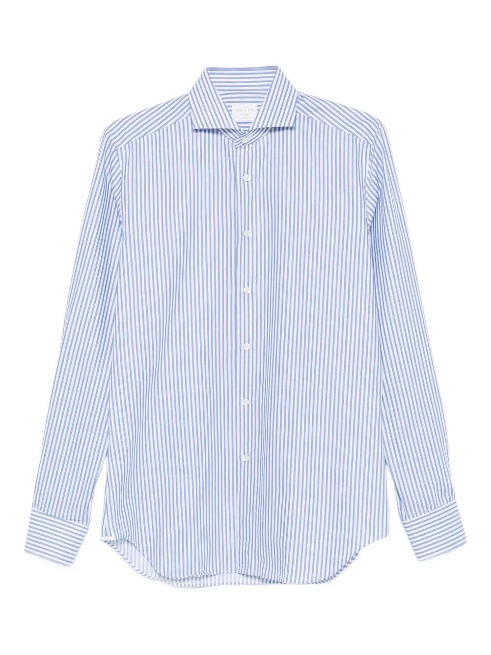 Xacus Twill Stripe Long Sleeve Shirt In Blue