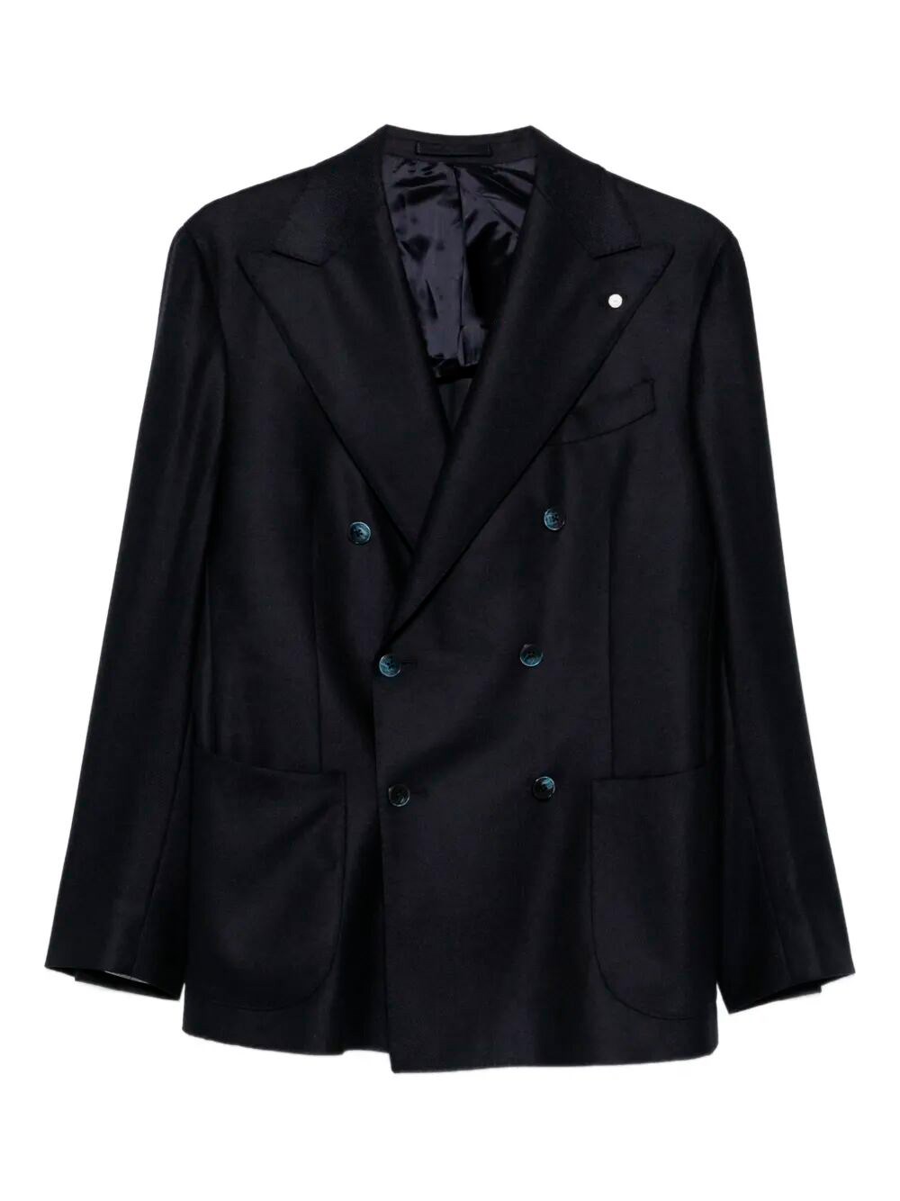 Luigi Bianchi Mantova Double-breasted Wool Blazer In Blue