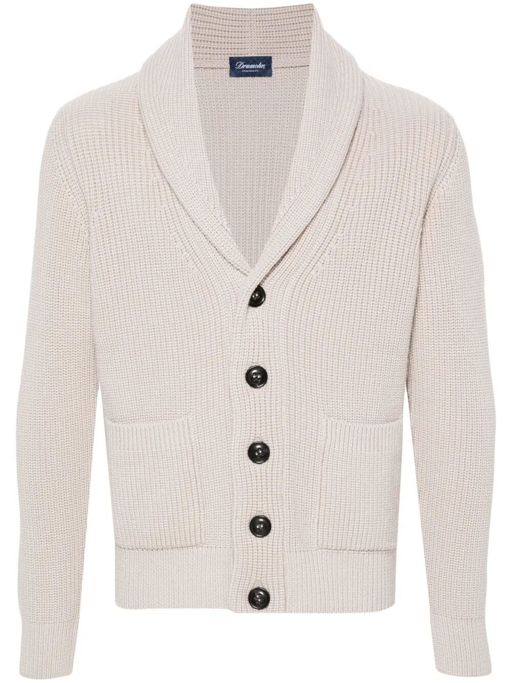 Drumohr Man Cardigan Beige Size 38 Merino Wool In Neutral