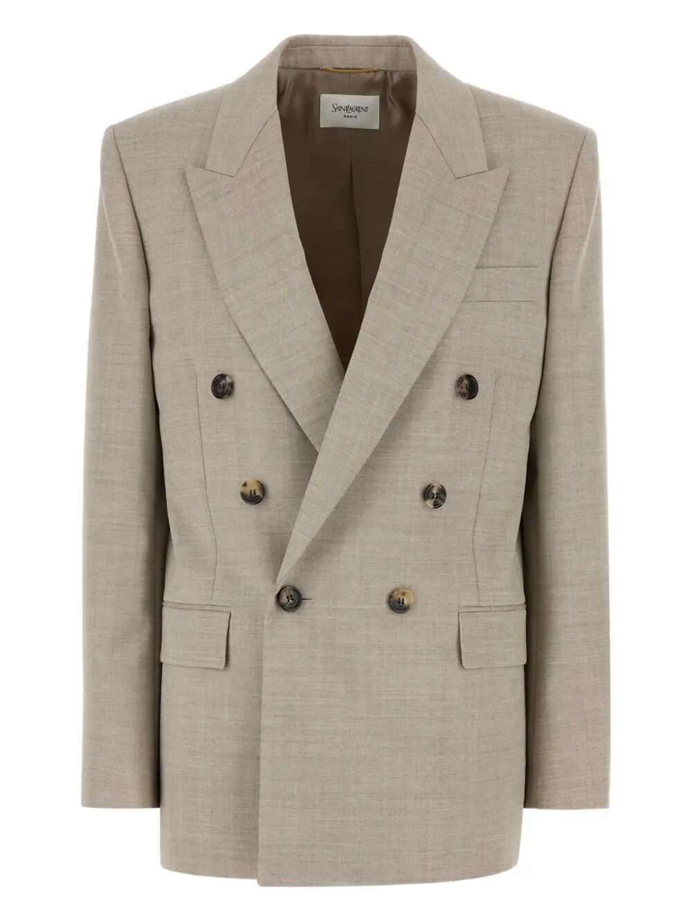 Saint Laurent Cappuccino Wool Blazer In Neutral
