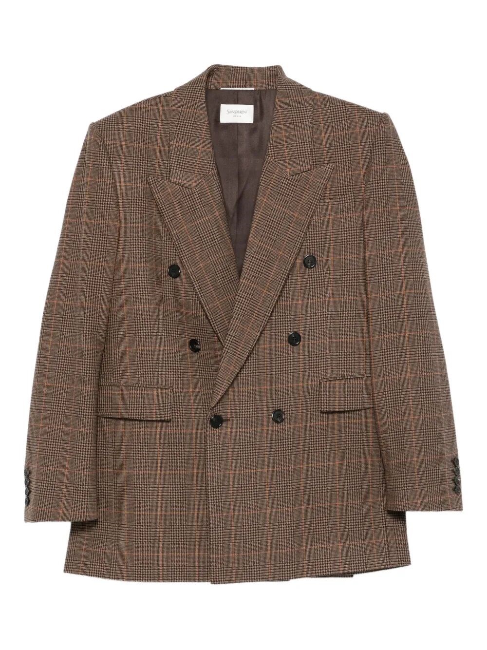 Saint Laurent Wool-cashmere Double-breasted Jacket In Brown