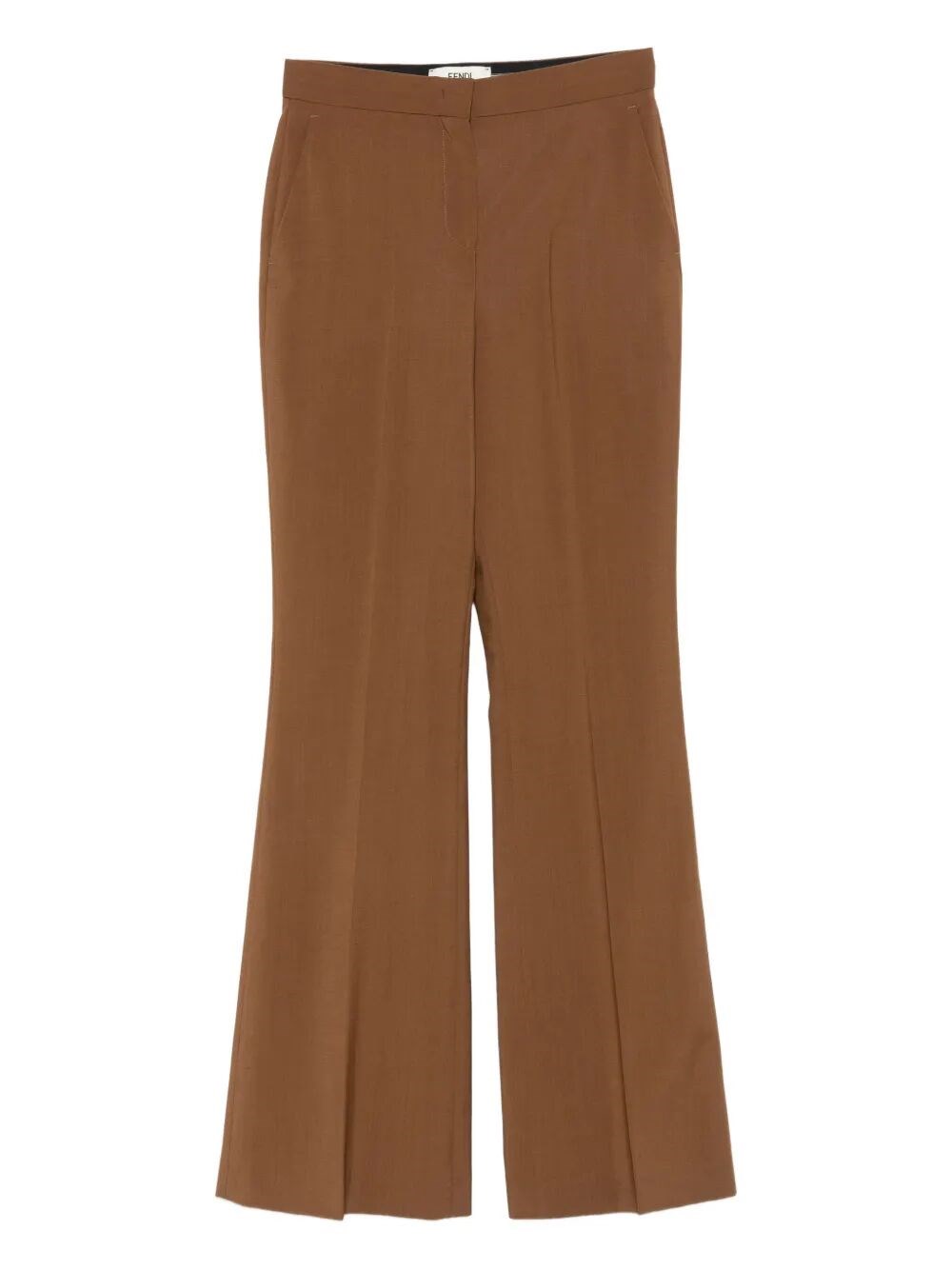 Fendi Women Wool Flared Trousers In Brown