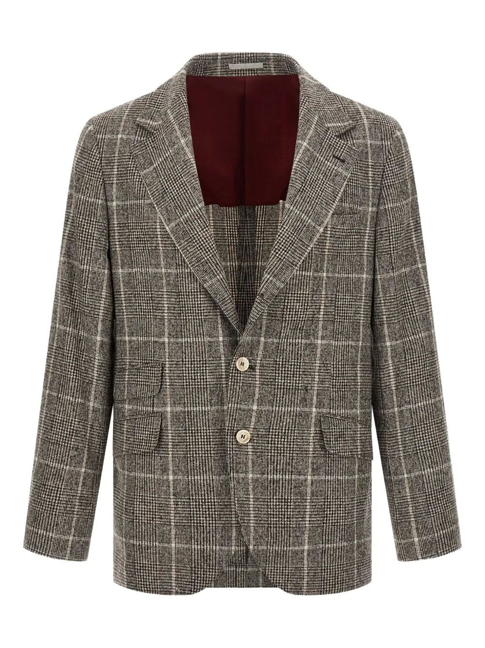 Brunello Cucinelli Cavallo Prince Of Wales-check Blazer In Brown