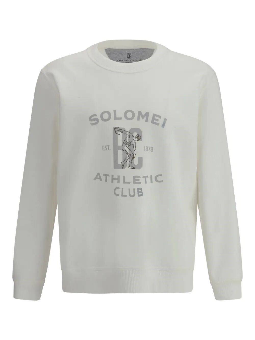 Brunello Cucinelli Men Techno Cotton Fleece Topwear With Print In Neutral