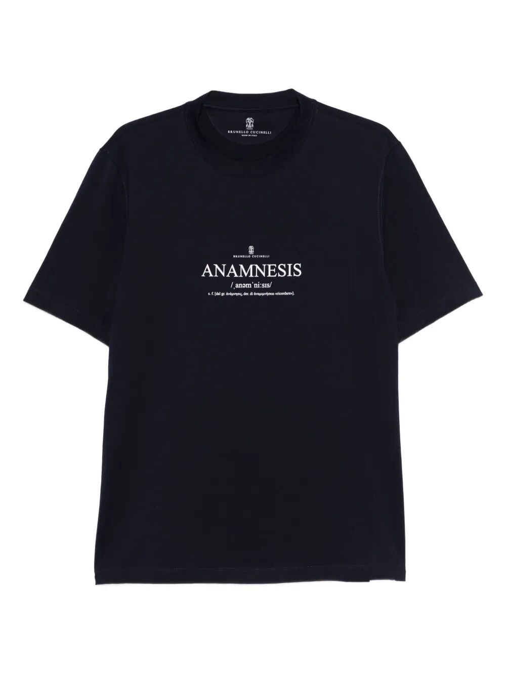 Brunello Cucinelli Cotton Crew Neck T-shirt With Graphic Print In Blue