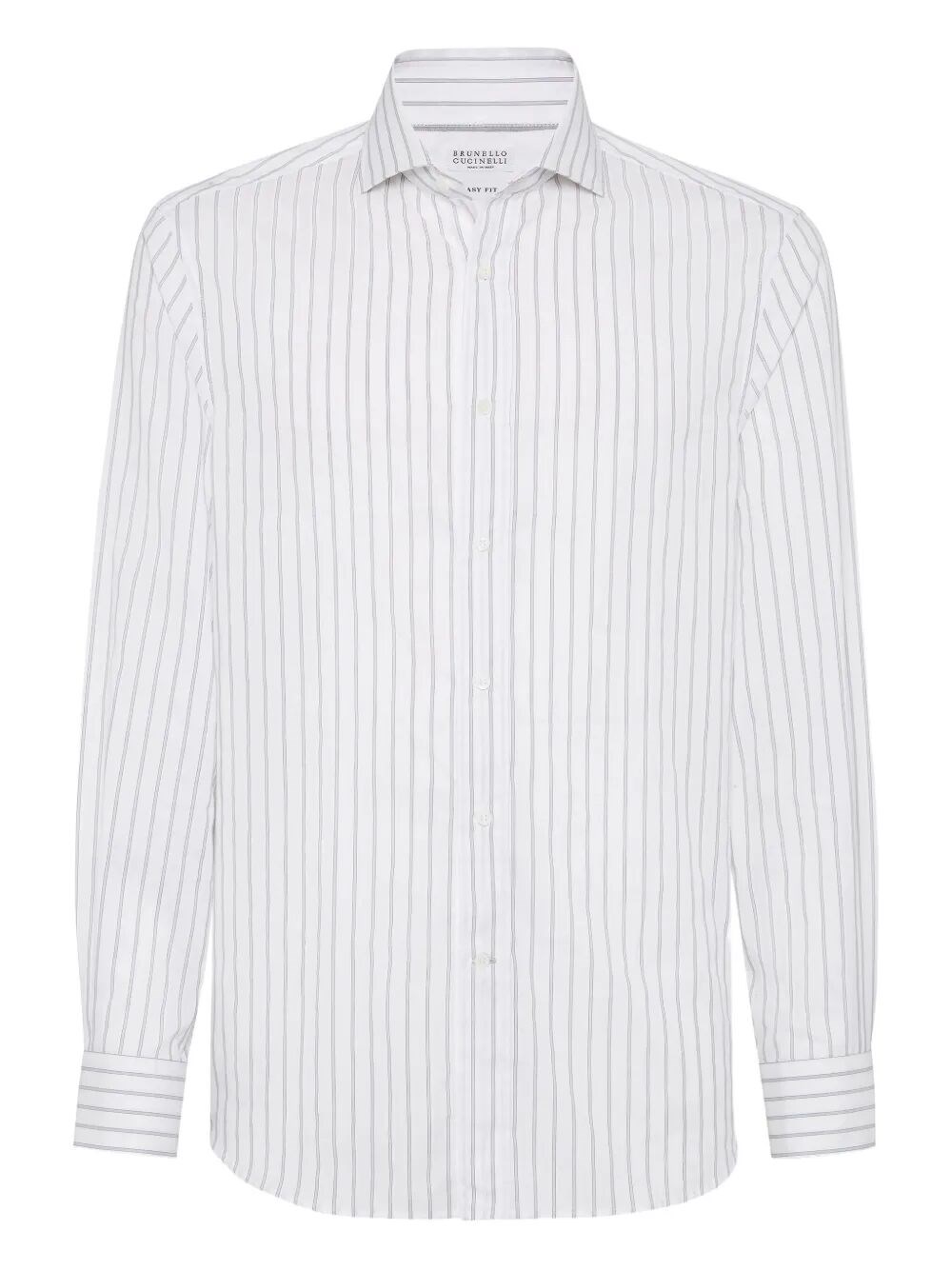Brunello Cucinelli Men Striped Shirt In Blue