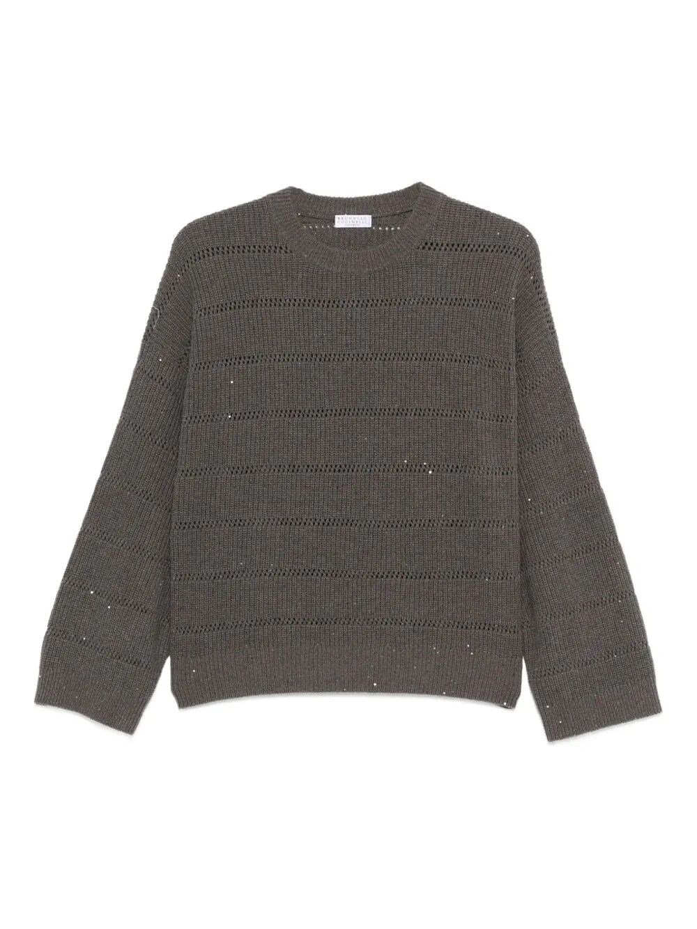 Brunello Cucinelli Sequin-embellished Knit Sweater In Brown