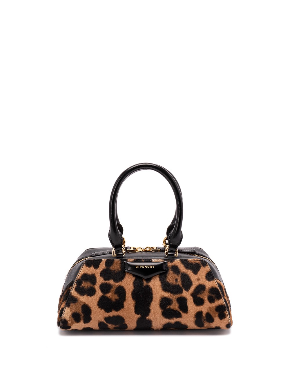 Givenchy Mini Antigona East-west Bag In Leather With Leopard Print In Black