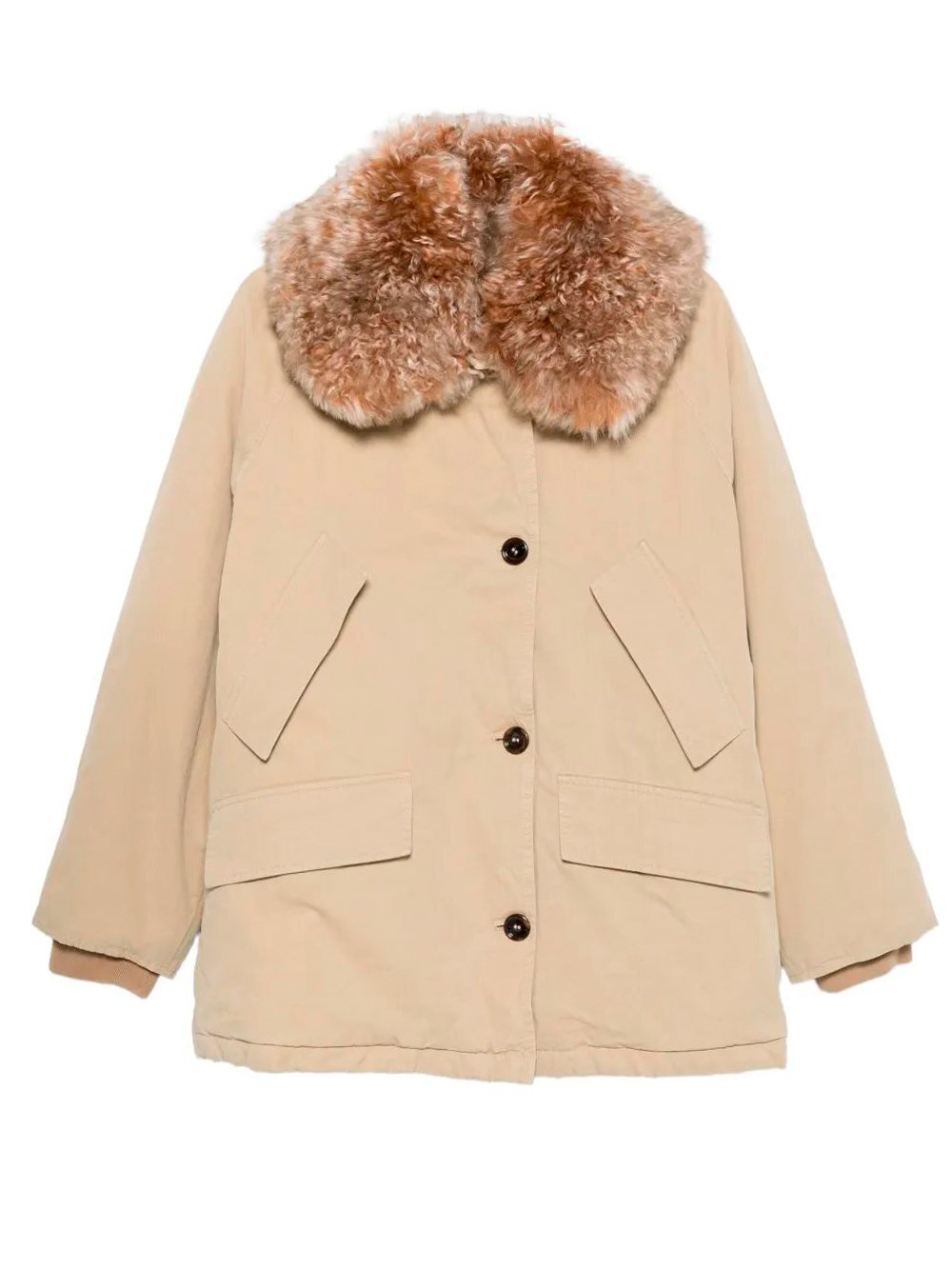 Prada Jacket With Faux Fur Collar And Long Sleeves In Yellow