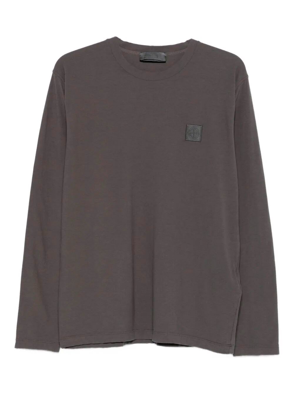 Stone Island Logo-patch Long-sleeve T-shirt In Brown