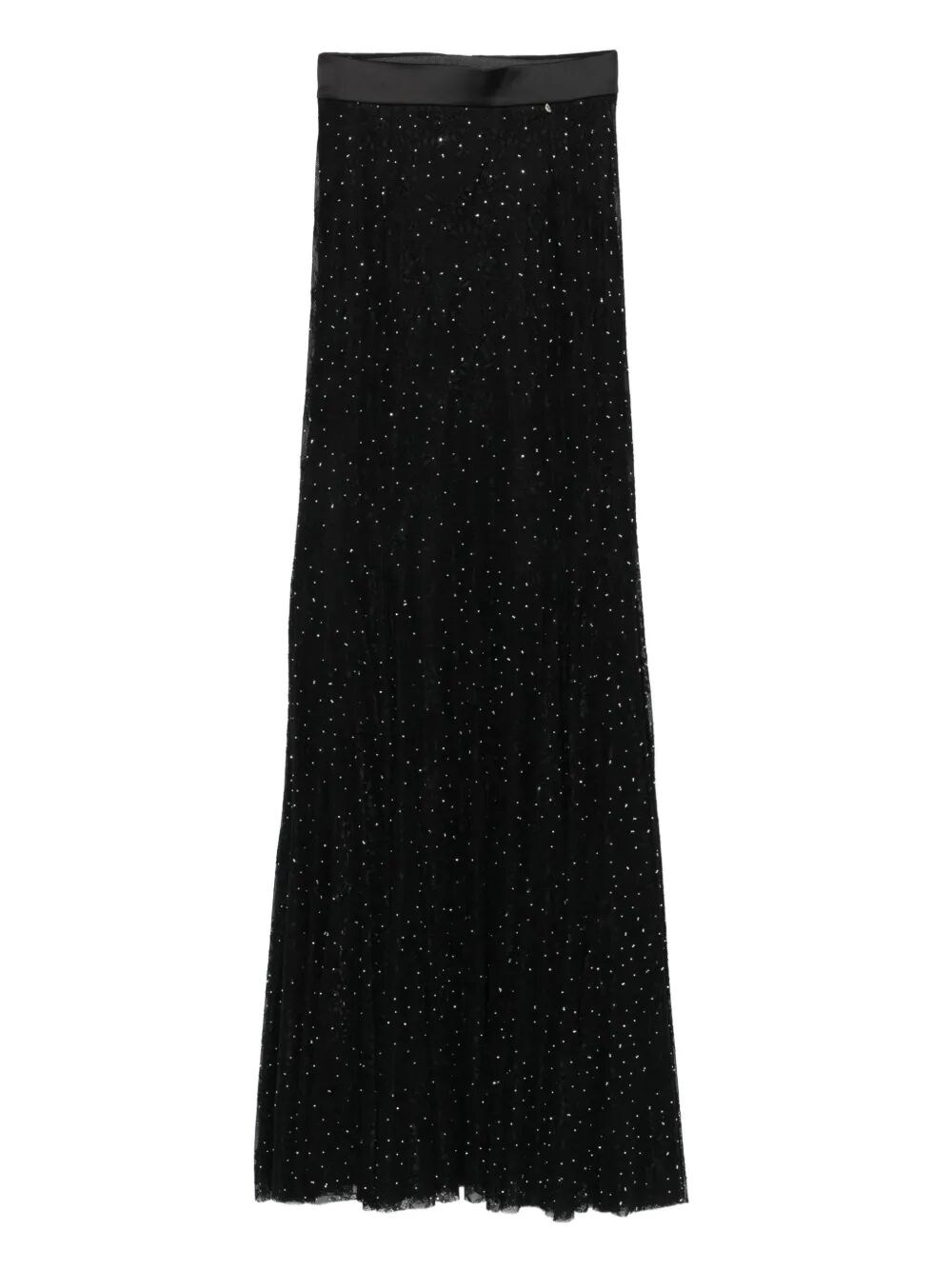 Nissa Pleated Embellished Maxi Skirt In Black