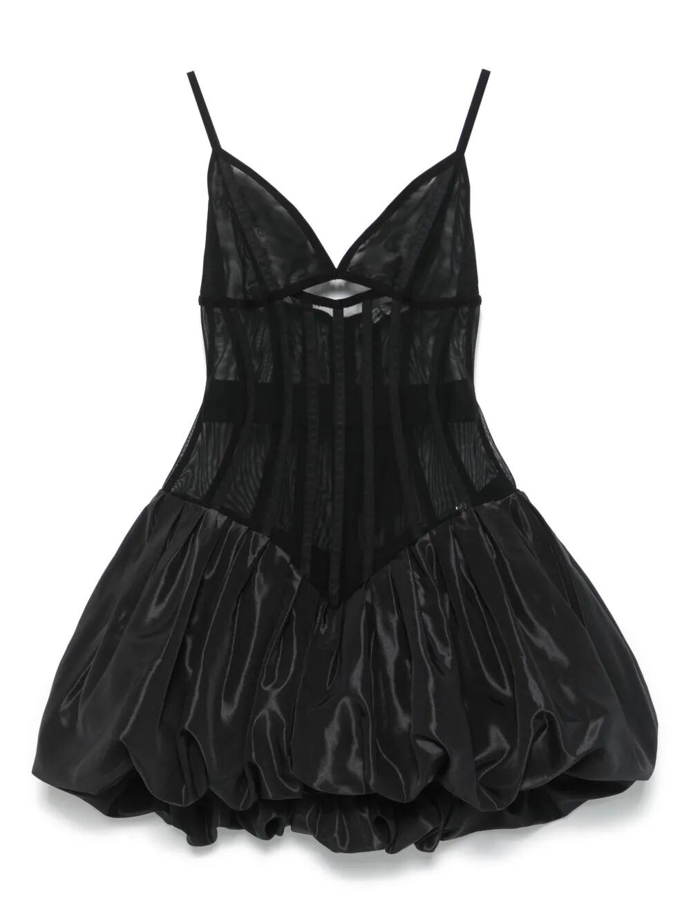 Nissa Waist-corset Taffeta Mini Dress In Black