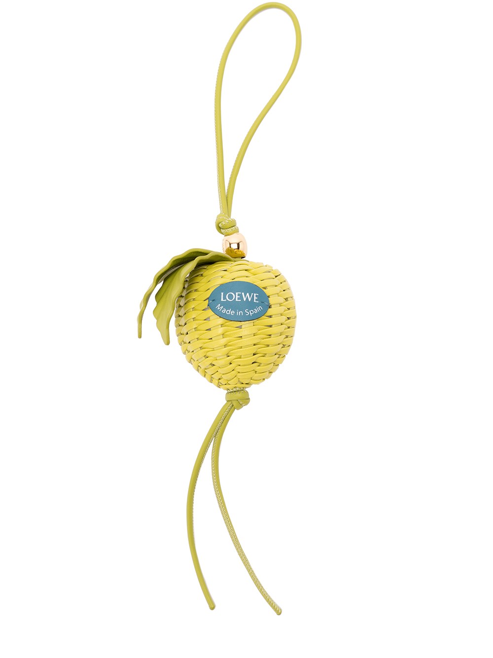 Loewe Granny Apple Leather And Gold-tone Bag Charm In Green