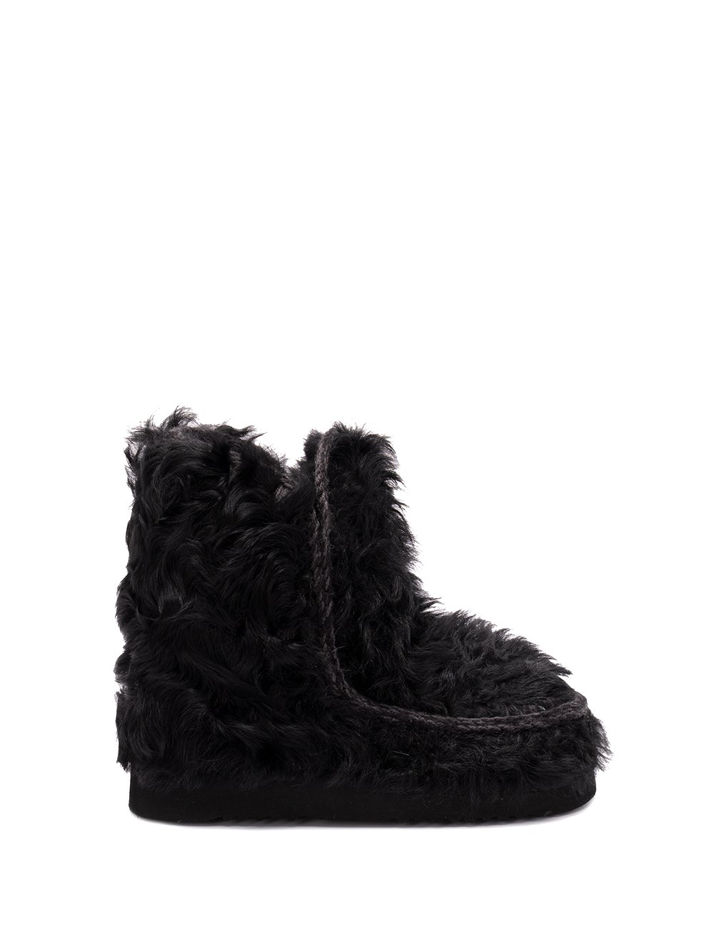 Mou Goat Fur Ankle Boots In Black