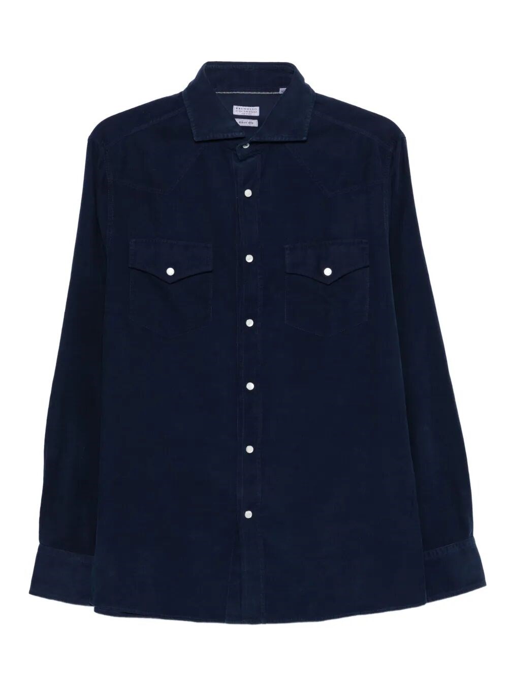 Brunello Cucinelli Men Easy Fit Western Shirt In Corduroy In Blue