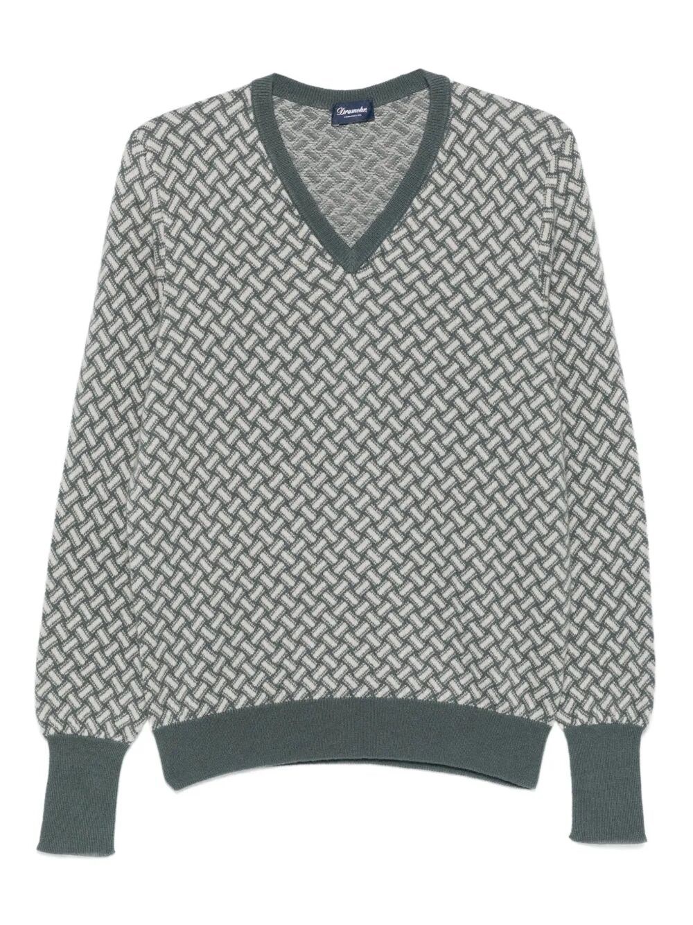 Drumohr Geometric-pattern V-neck Sweater In Multi