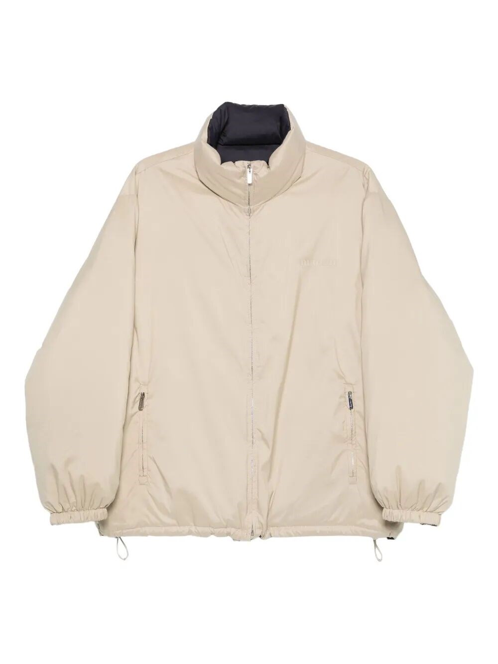 Miu Miu Reversible Nylon Down Jacket In Neutral