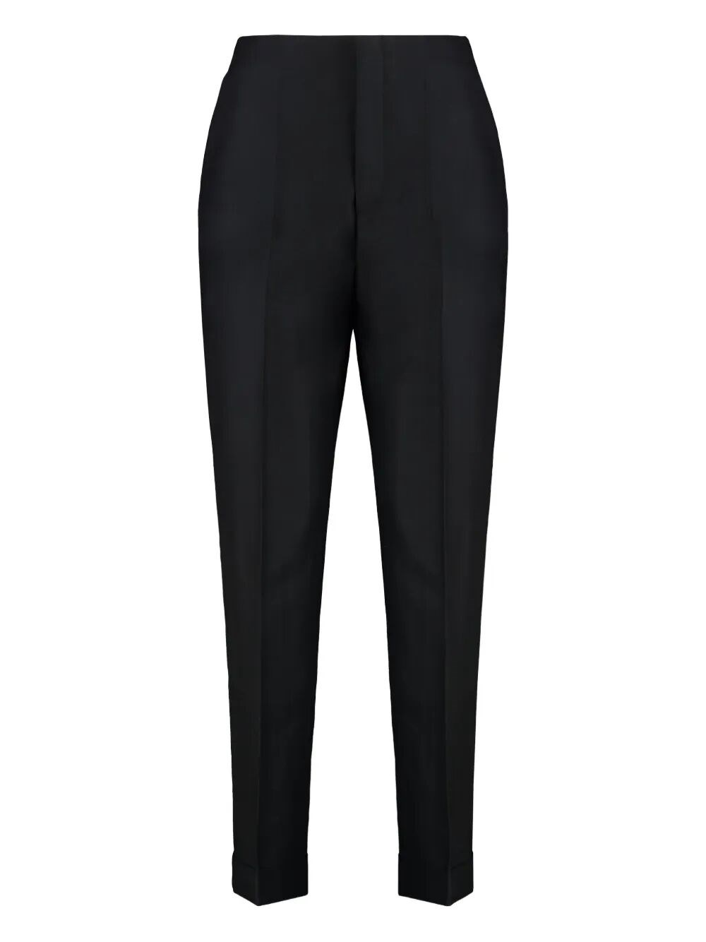 Alberta Ferretti Pleated-cuffed Trousers In Black