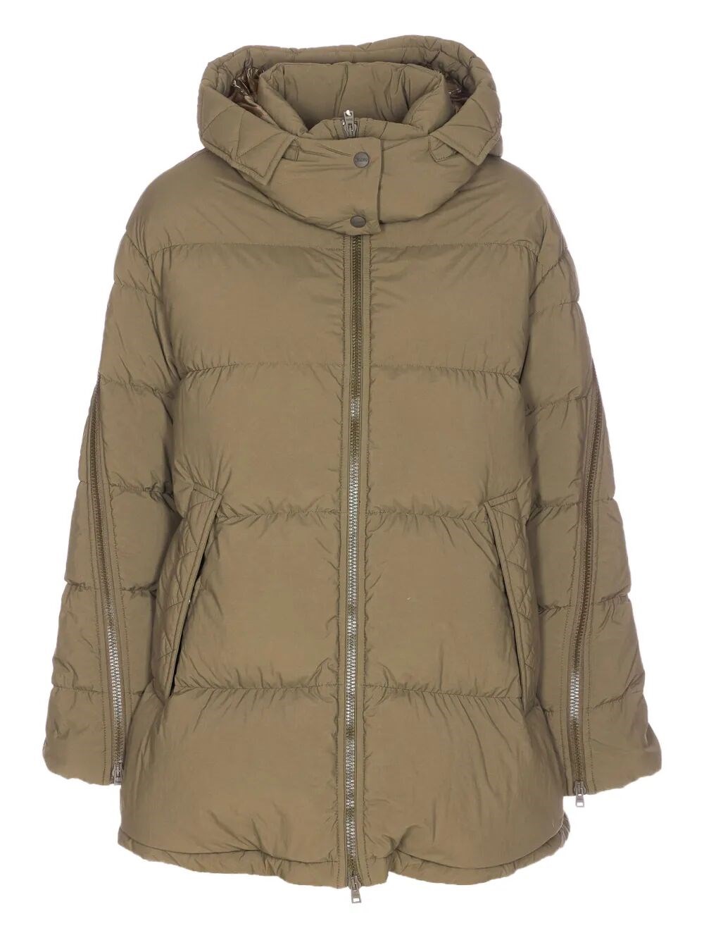 Herno Long Padded Down Jacket With Removable Hood In Brown