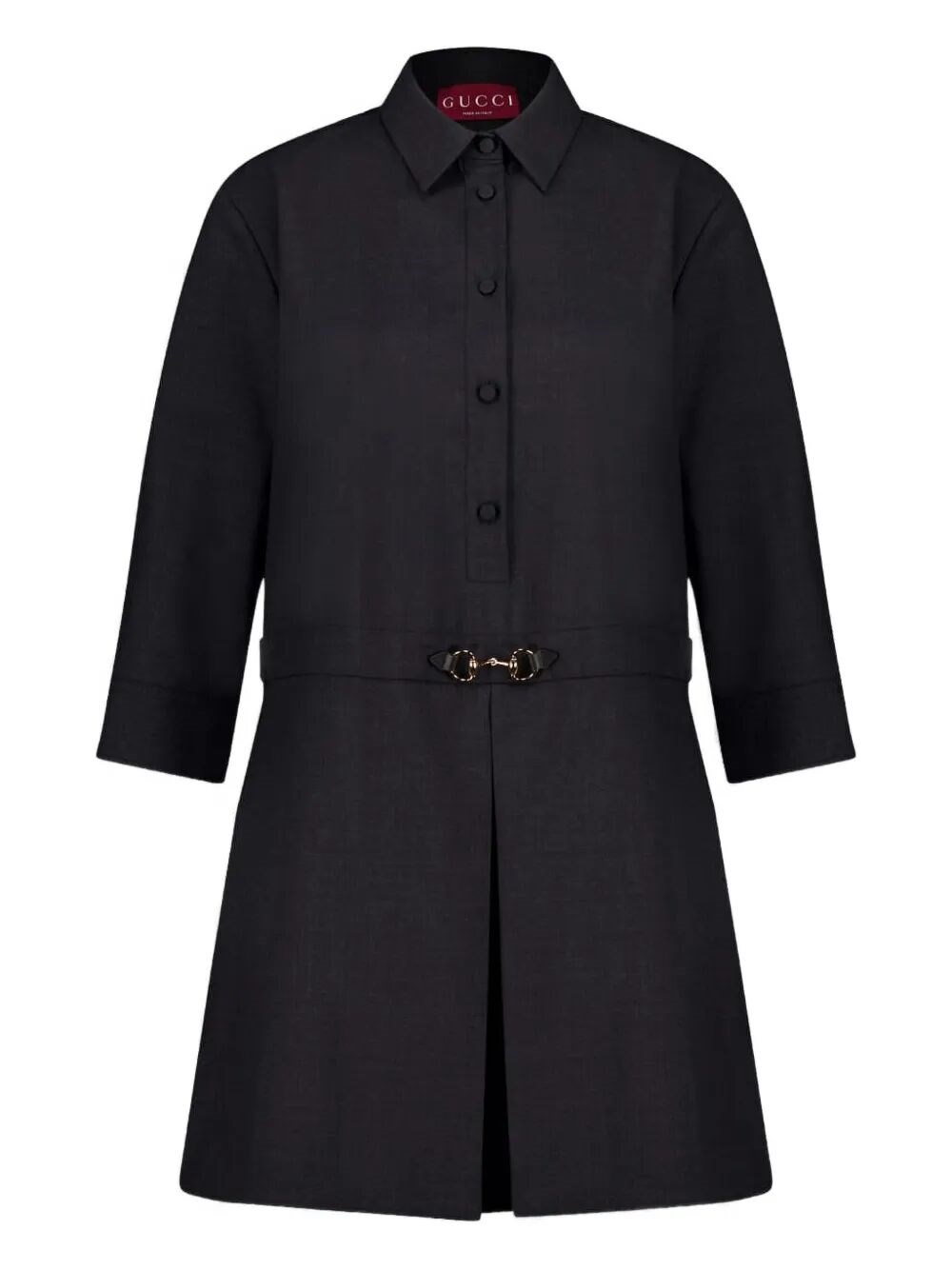 Gucci Womens Horsebit Long-sleeves Wool Mini Dress Ardesia Grey In Gray
