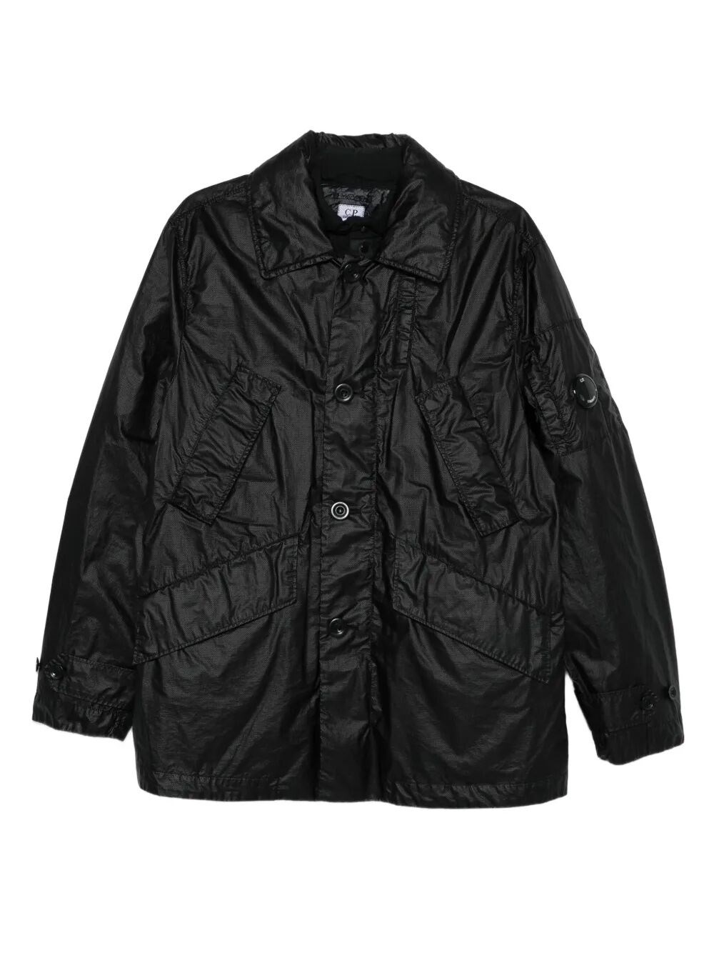 C.p. Company Lens-detail Button-fastening Jacket In Black