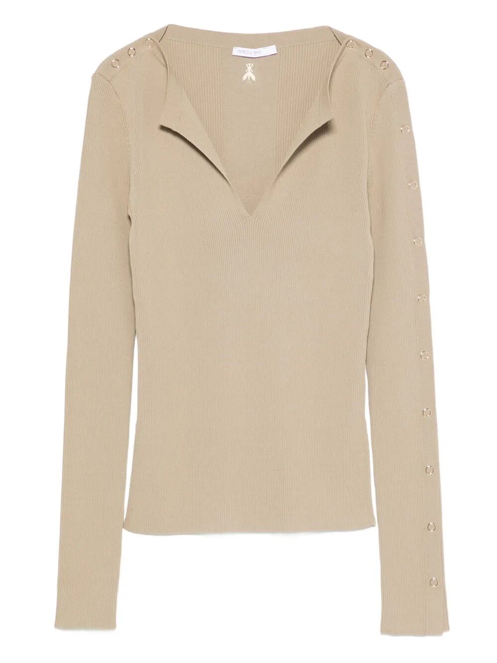 Patrizia Pepe Ribbed Sweater In Neutral