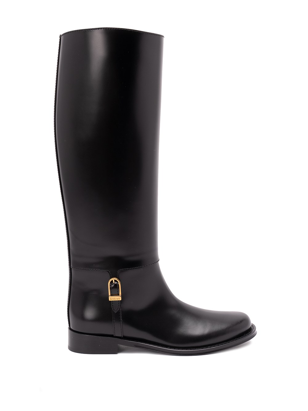 Saint Laurent Julia Calf-leather Buckle Boots In Black