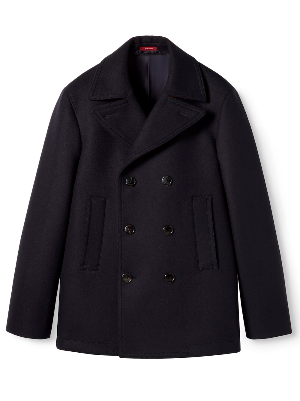 Gucci Wool And Leather Peacoat In Black