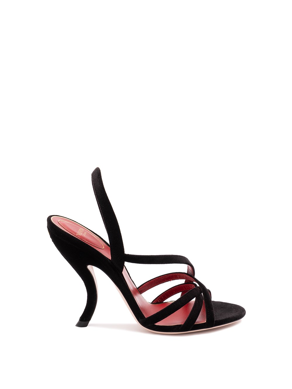 Valentino Garavani Fetishique Velvet Sandal 105mm Woman Black 42 In Black
