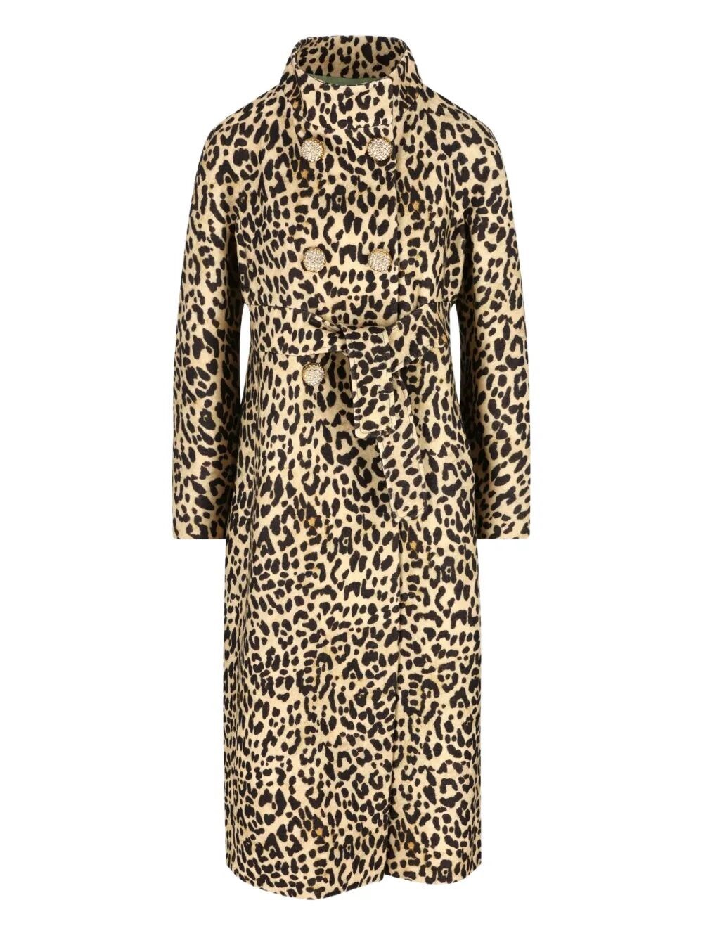 Valentino Animal Print Long Jacket With Belted Waist In Multi
