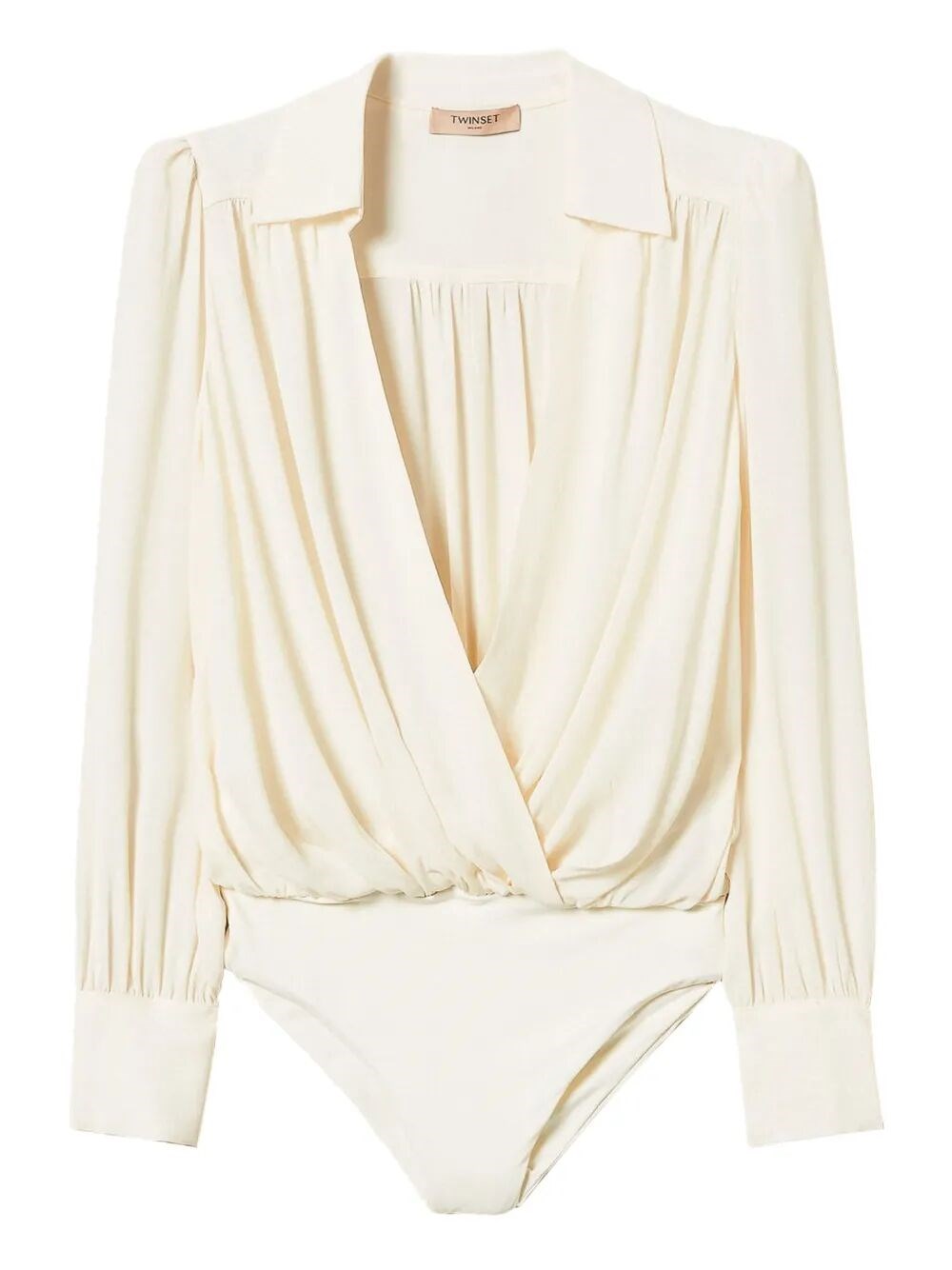 Twinset Gathered Wrap-effect Blouse In White