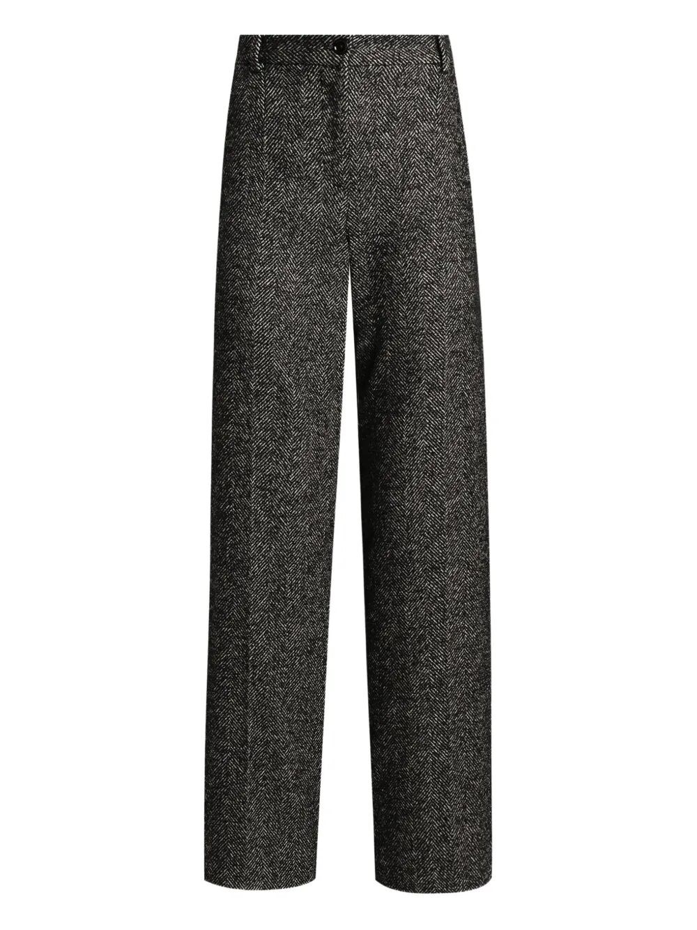 Dolce & Gabbana Herringbone-pattern Trousers In Gray