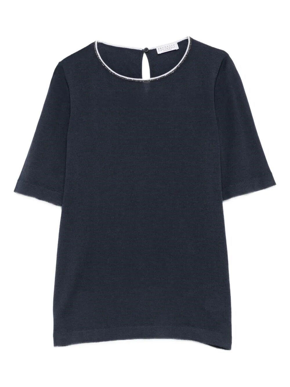 Brunello Cucinelli Monili-trim Cashmere Top In Black