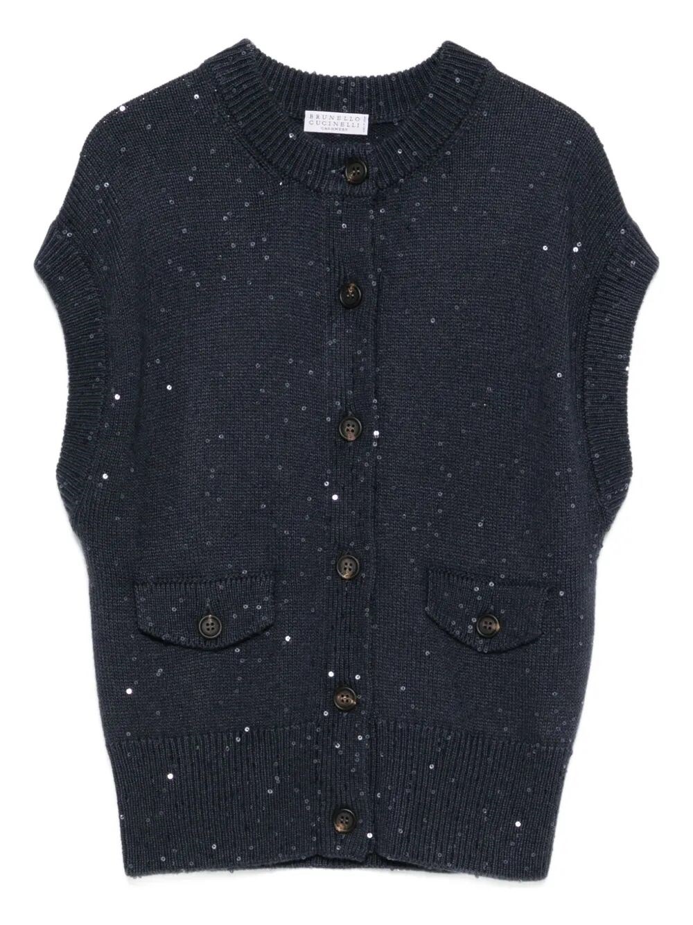 Brunello Cucinelli Knitted Vest In Blue