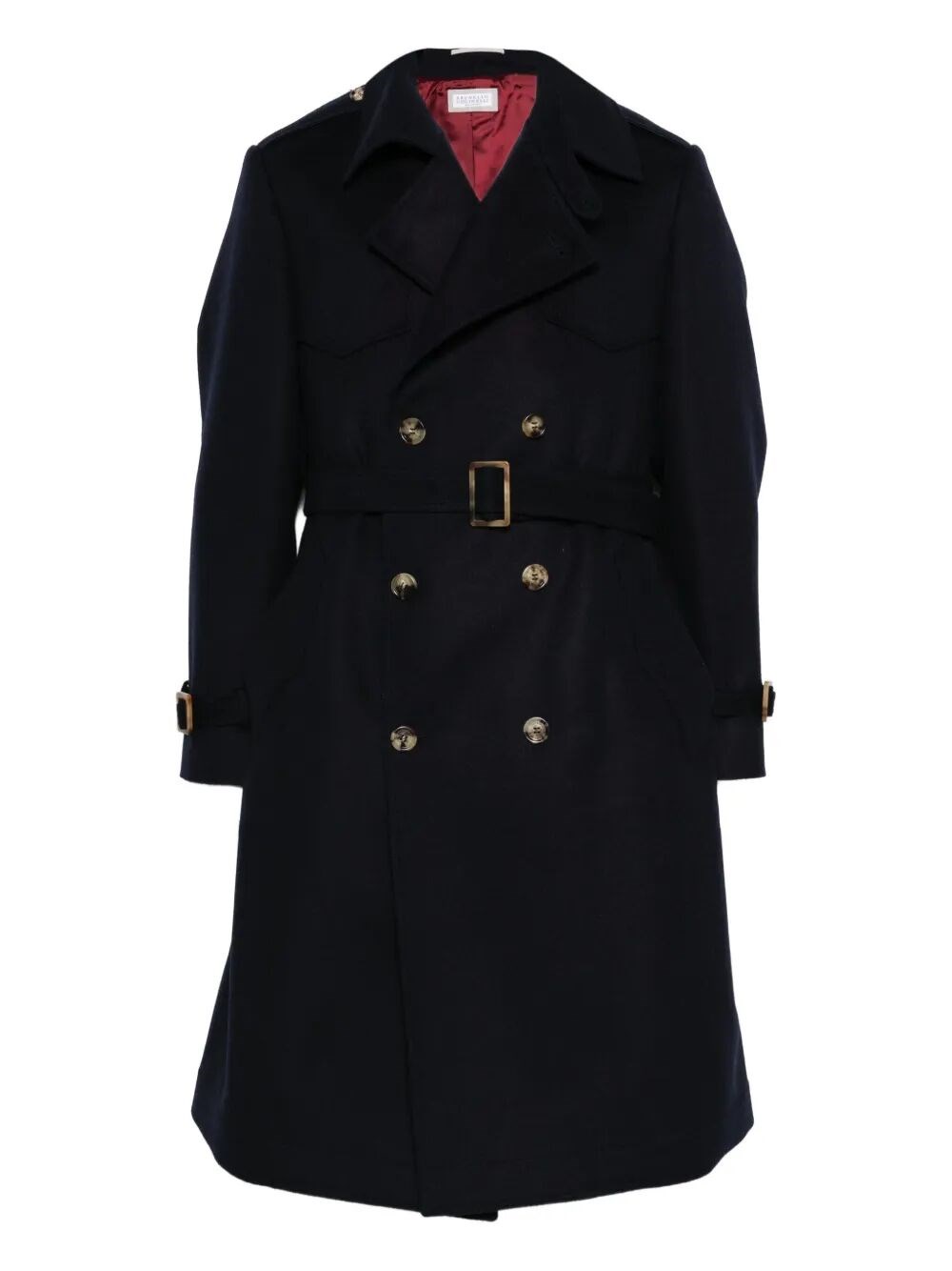 Brunello Cucinelli Double-breasted Belted Coat In Blue