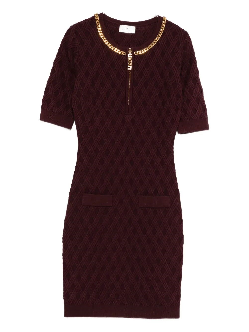 Elisabetta Franchi Chain-embellished Mini Dress In Burgundy
