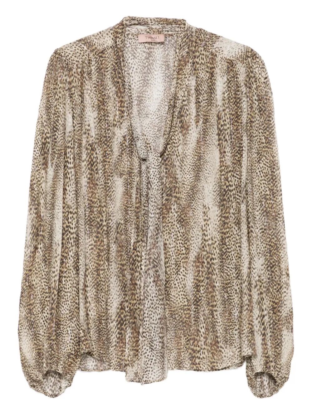 Twinset Animal-print Tie-neck Blouse In Animal Print