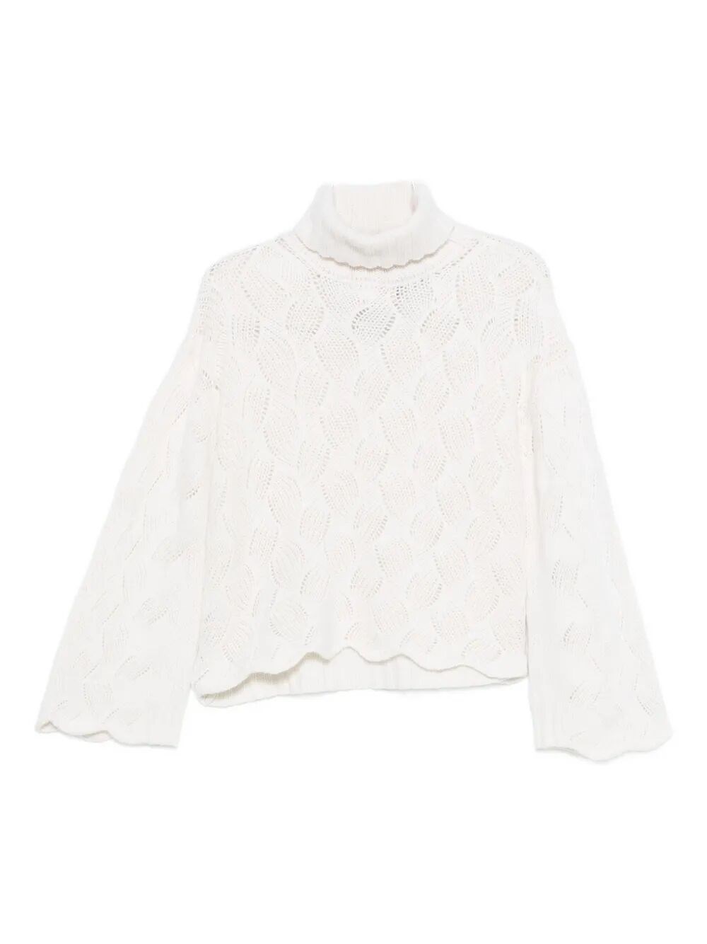 Twinset Cable-knit Turtleneck Sweater In White