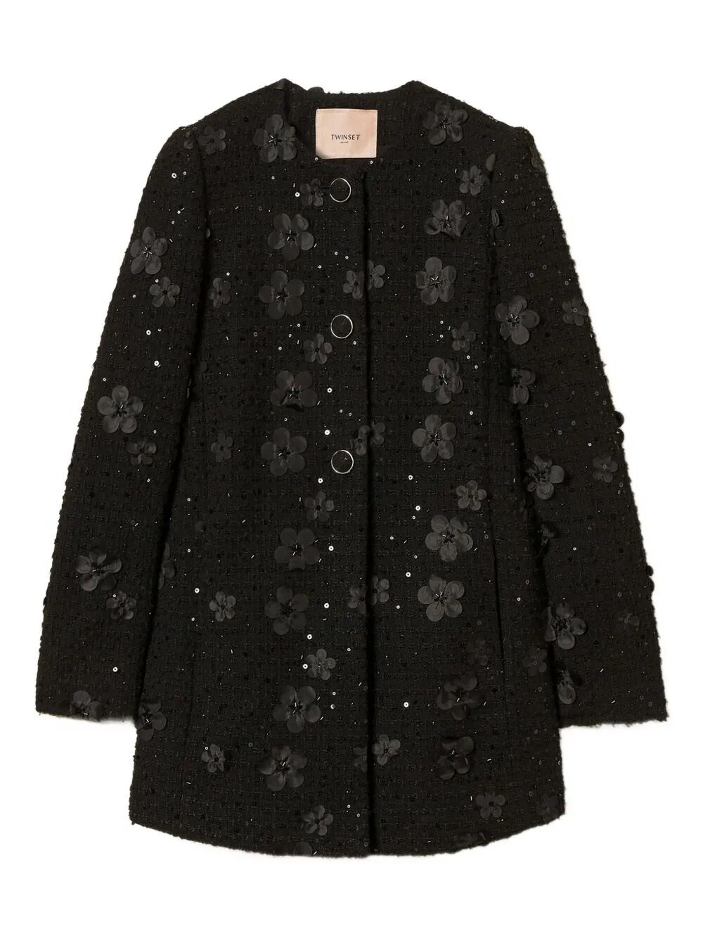 Twinset Black Jacket Frontal Buttons Closure In Black