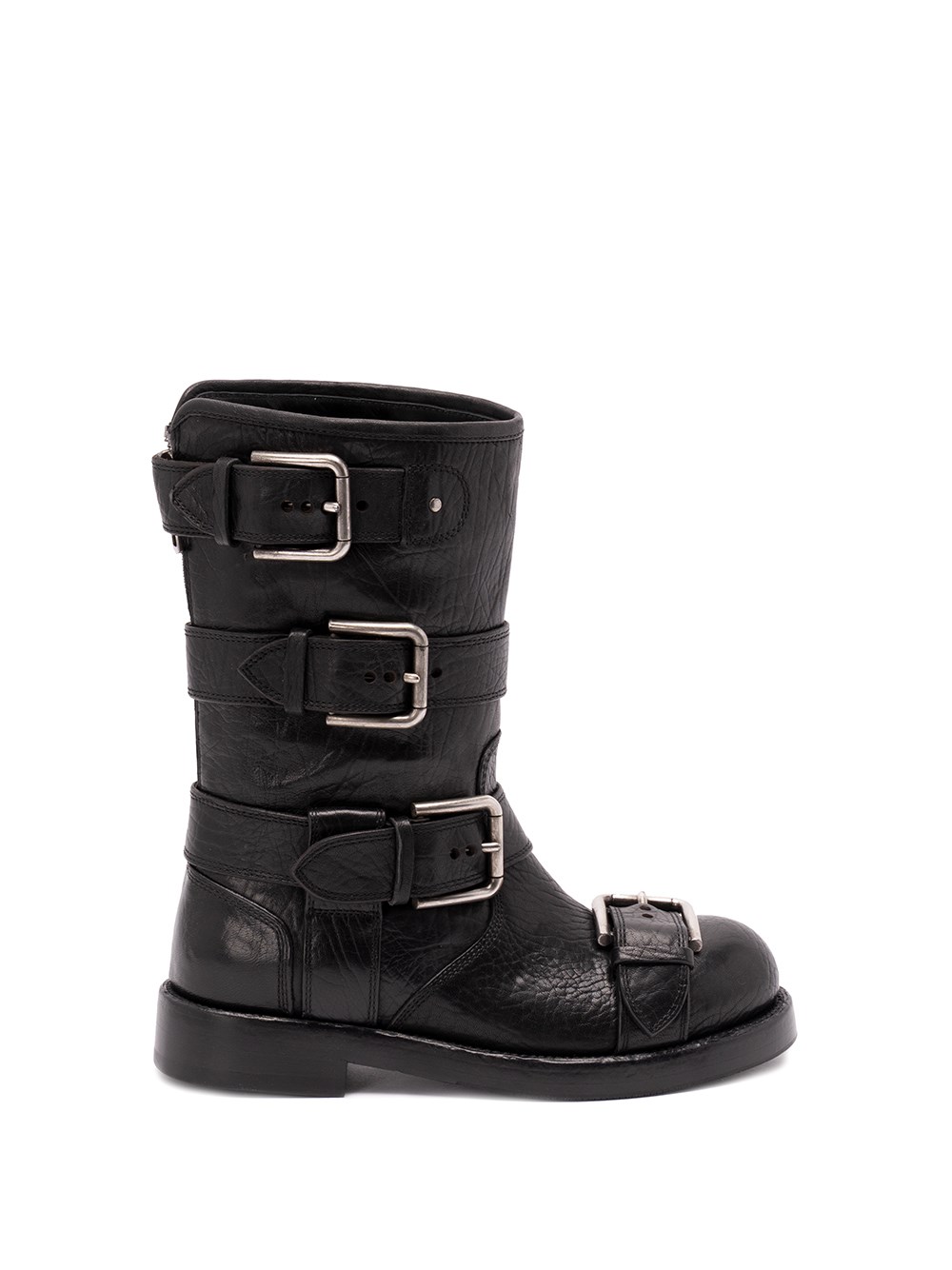 Dolce & Gabbana Leather Biker Boots In Black
