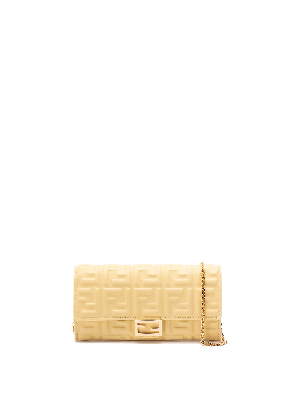 Fendi `baguette` Continental Wallet With Chain In Yellow
