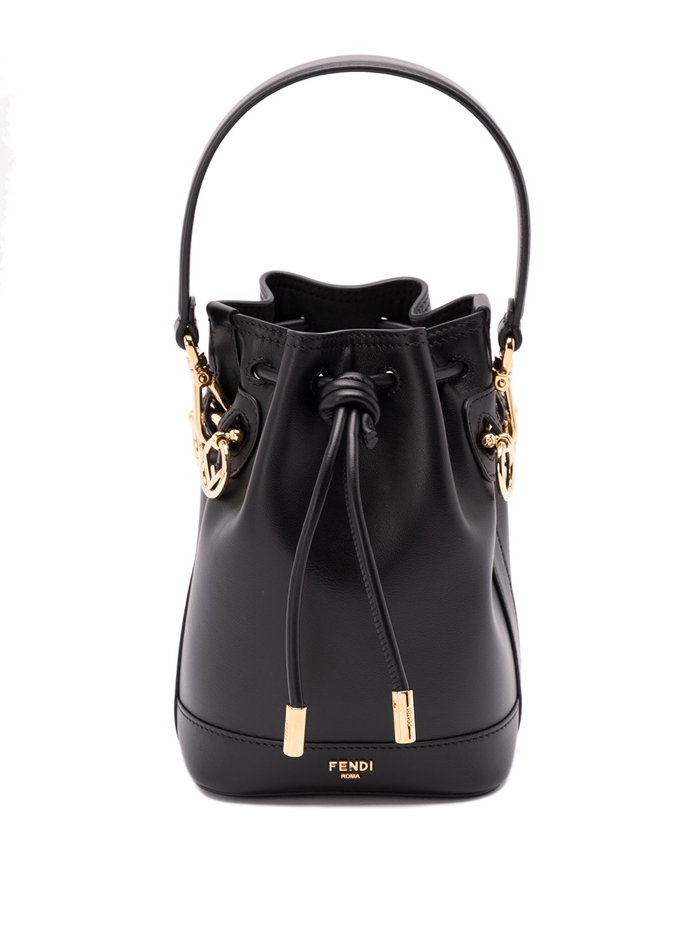 Fendi Mini Mon Tresor Leather Bucket Bag In Black
