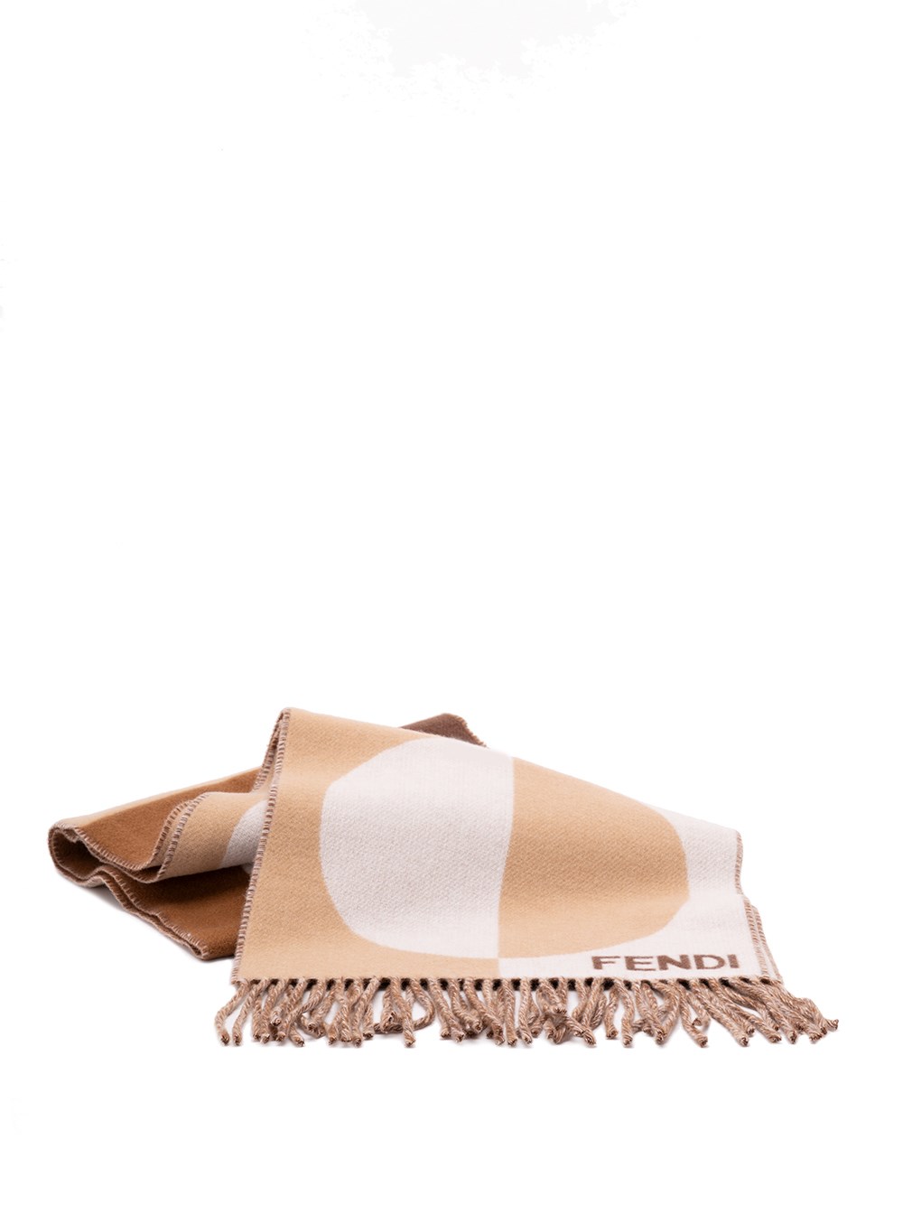 Fendi Circular-pattern Fringed Scarf In Brown