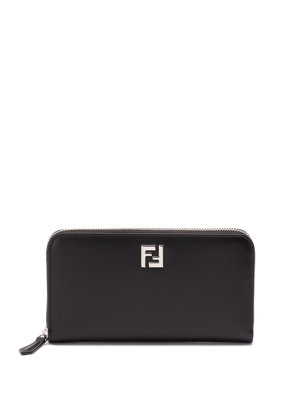 Fendi Logo-plaque Zip-around Wallet In Black