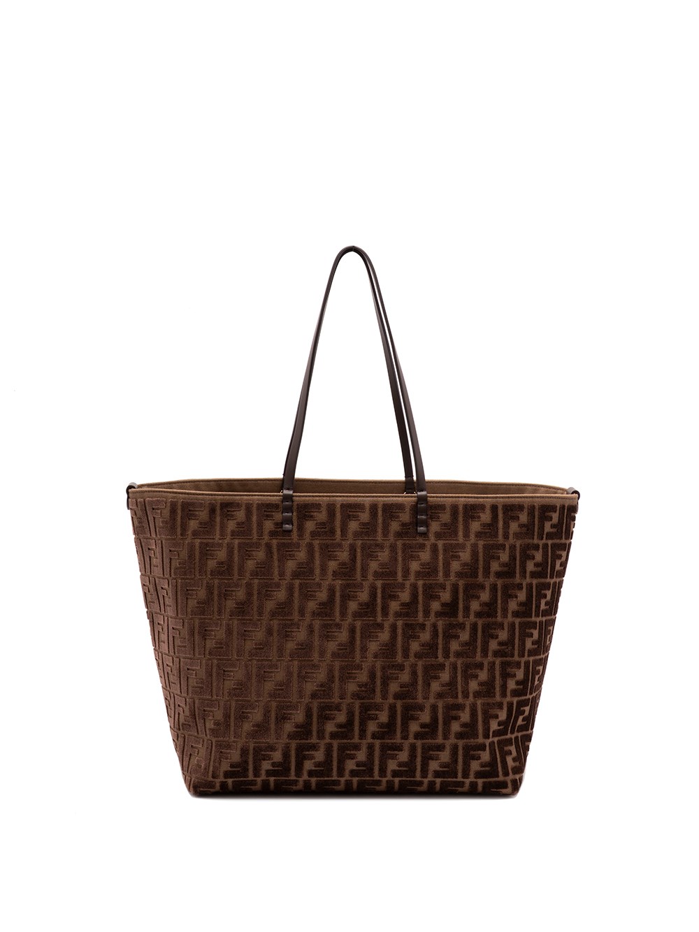Fendi Roll Large Shopper In Ff Jacquard Velvet Bags In Brown