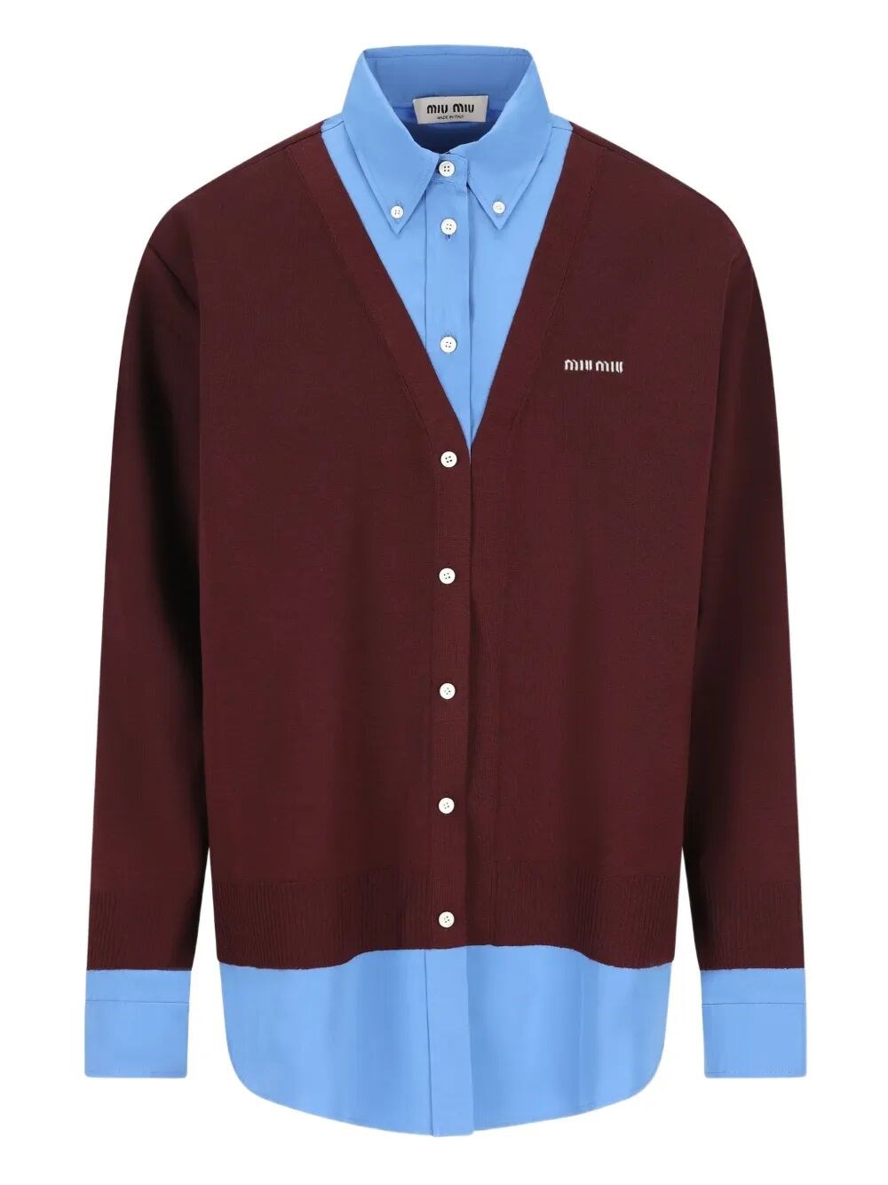 Miu Miu Wool Cardigan With Cotton Details