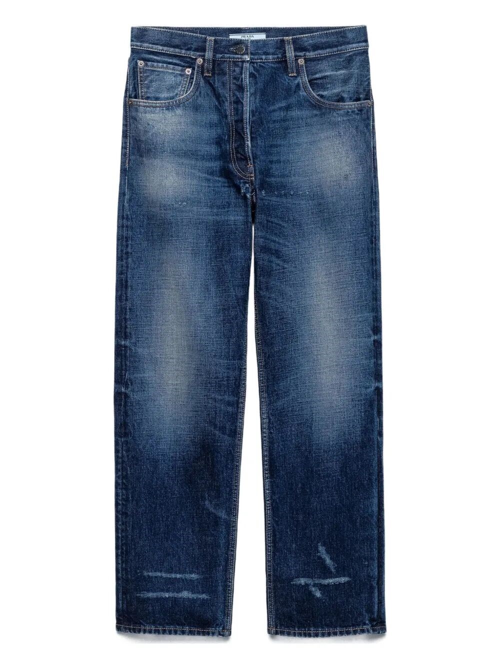 Prada Five Pocket Trousers With Distressed Faded Effect In Blue
