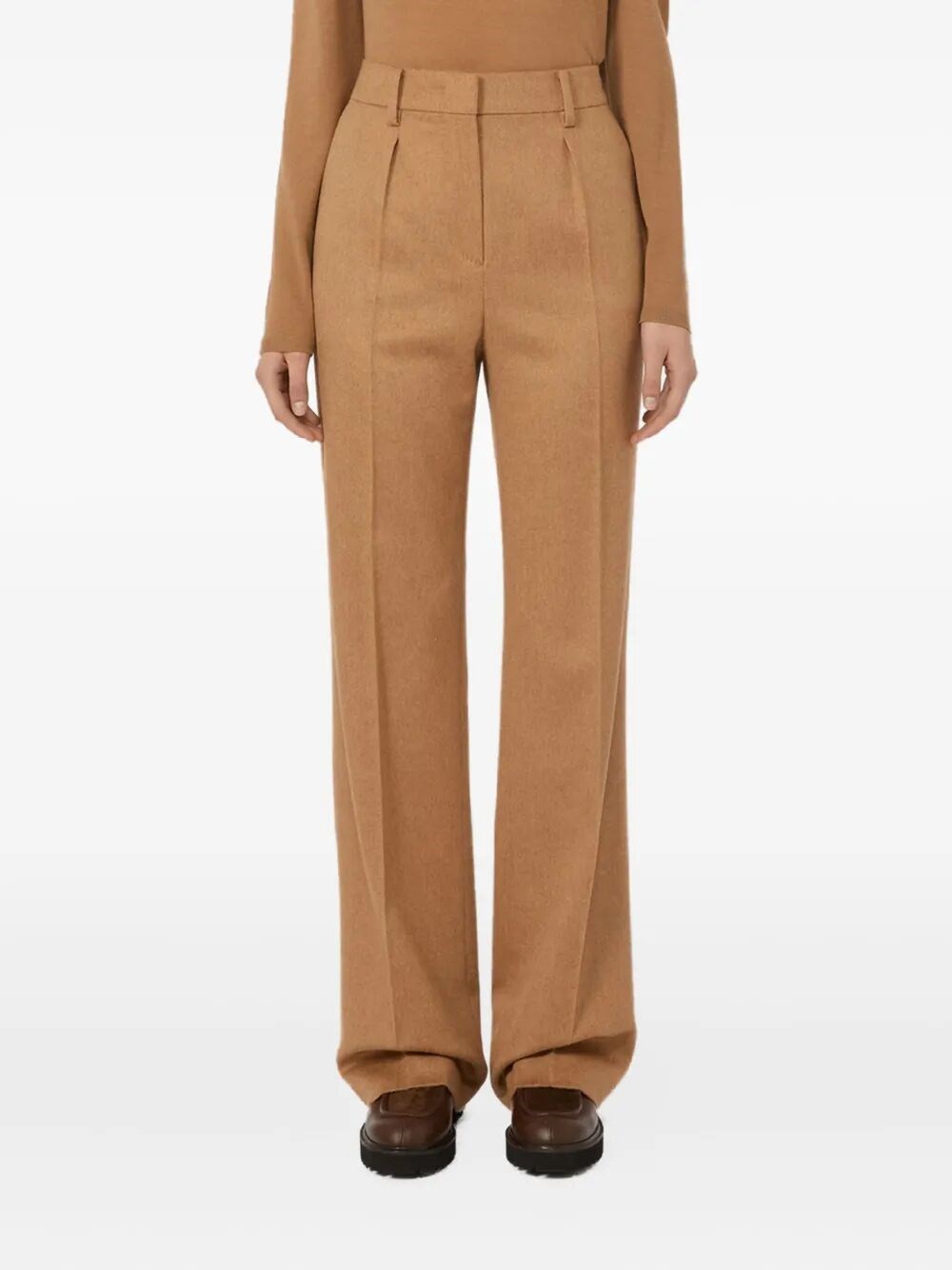 Max Mara Carbone Long Trouser Camel In Brown