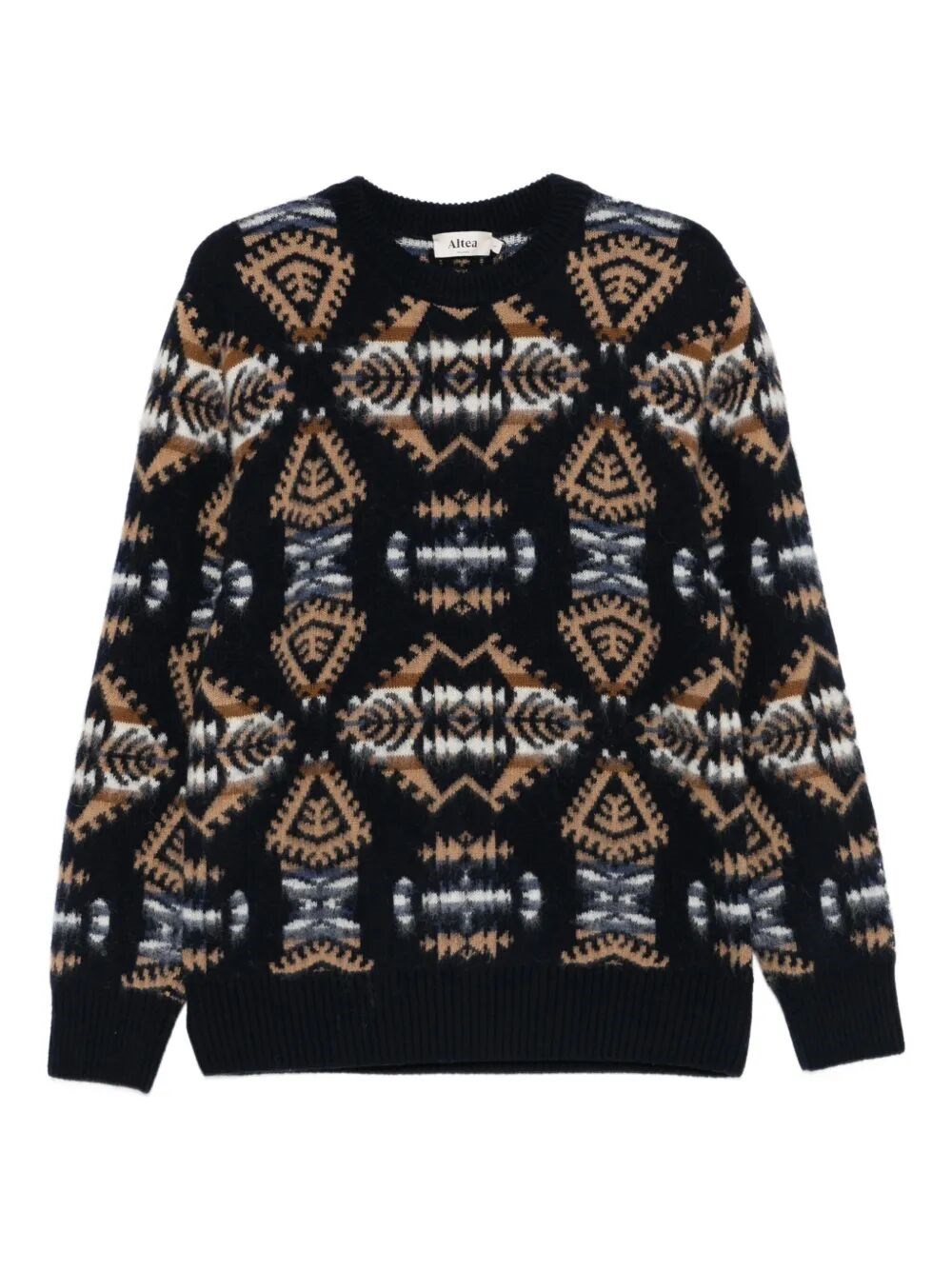 Altea Long Sleeve Crew-neck Jacquard Sweater In Blue